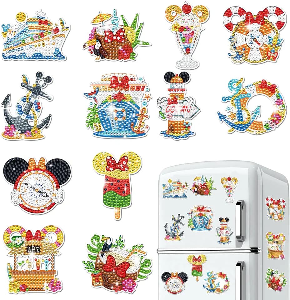 12 Pcs Mouse Diamond Painting Magnets