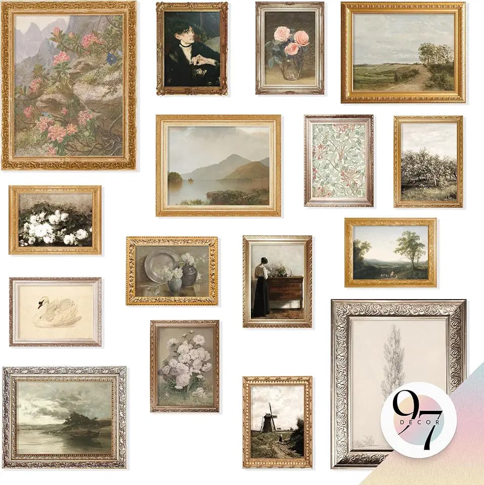 97 Decor Vintage Wall Art Prints, 16 Pc Gallery Set, 11x14 Unframed