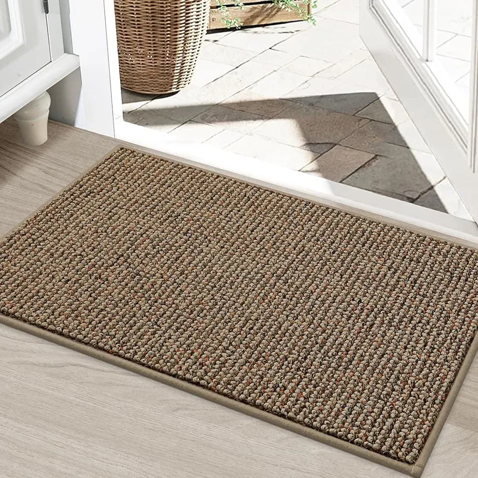 BEQHAUSE Dirt Trapper Door Mat 24" x 36", Non-Slip Washable Doormats, Beige