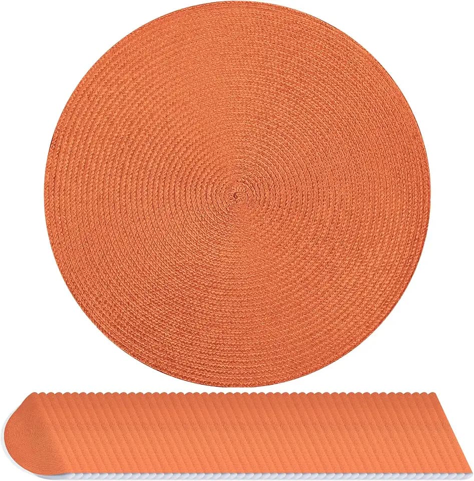 50 Pack Round Placemats Disposable Happy Fall Thanksgiving Decor Paper Table Mats Paper Placemat for Dinner Decor Holiday Wedding Accent Centerpiece(Orange)