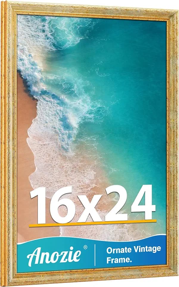 Vintage 16x24 Frame, Antique Gold Photo Frames with Plexiglass Front,Ornate 16x24 Poster Frame Display for Wall Décor,1 Pack,Silver
