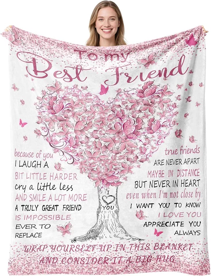 Best Friend Birthday Gifts for Women, Womens Birthday Gifts Ideas Blanket, Bestie BFF Soul Sister Friendship Gifts for Women Friends,Graduation Thanksgiving Christmas Friend Gift Throw Blanket 60"X50"