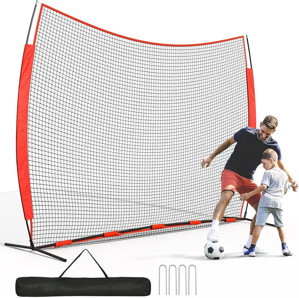 Shopsource 12x9ft Barricade Backstop Net, Ball Sports Barrier Netting, Protection Screen for Baseball Softball Lacrosse Soccer Hockey Training for Backyard with Carry Bag