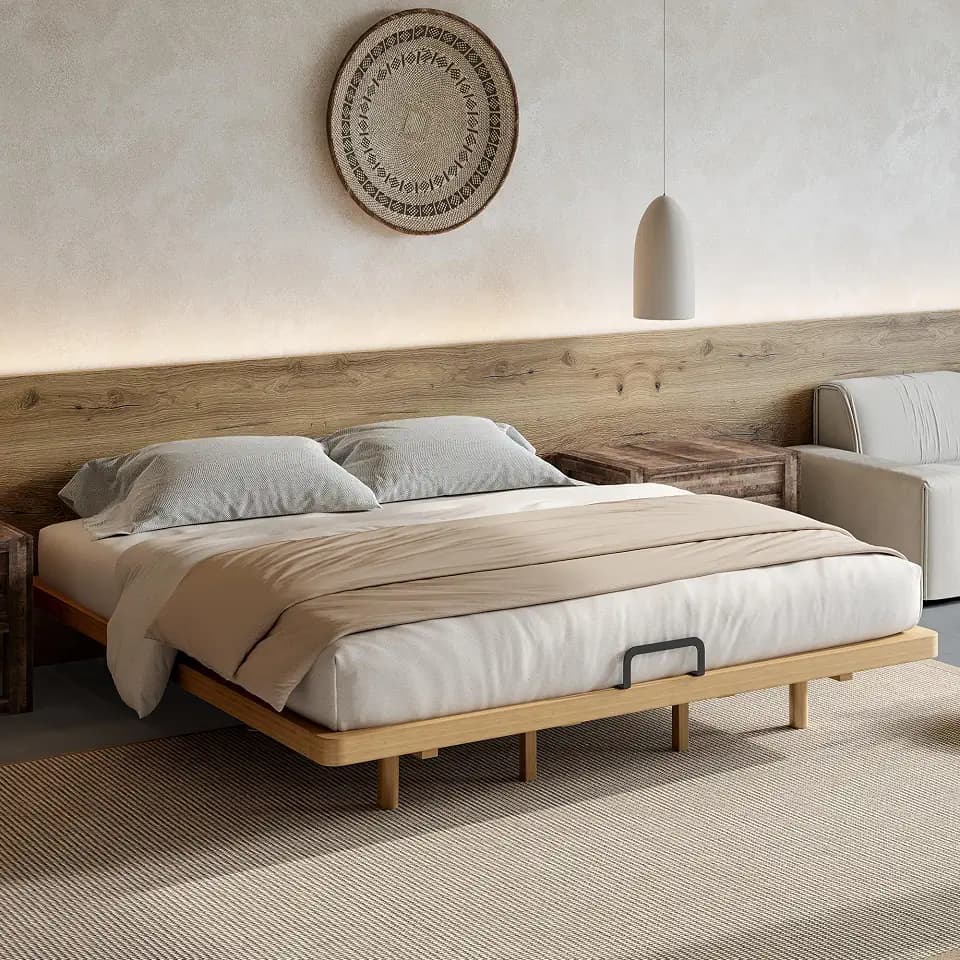 Bellemave King Size Bamboo Bed with Support Slats, Natural