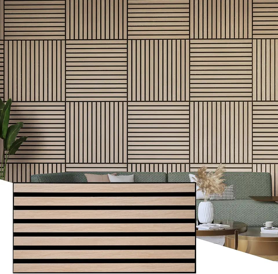 Wall!Supply 3D Soundproof Wall Panels – Acoustic Natural Oak Finish – EPS Foam Wallpaper Alternative for Living Room, Bedroom & Office – Easy DIY Installation – 6 Pack, Covers 10.87 Sq Ft