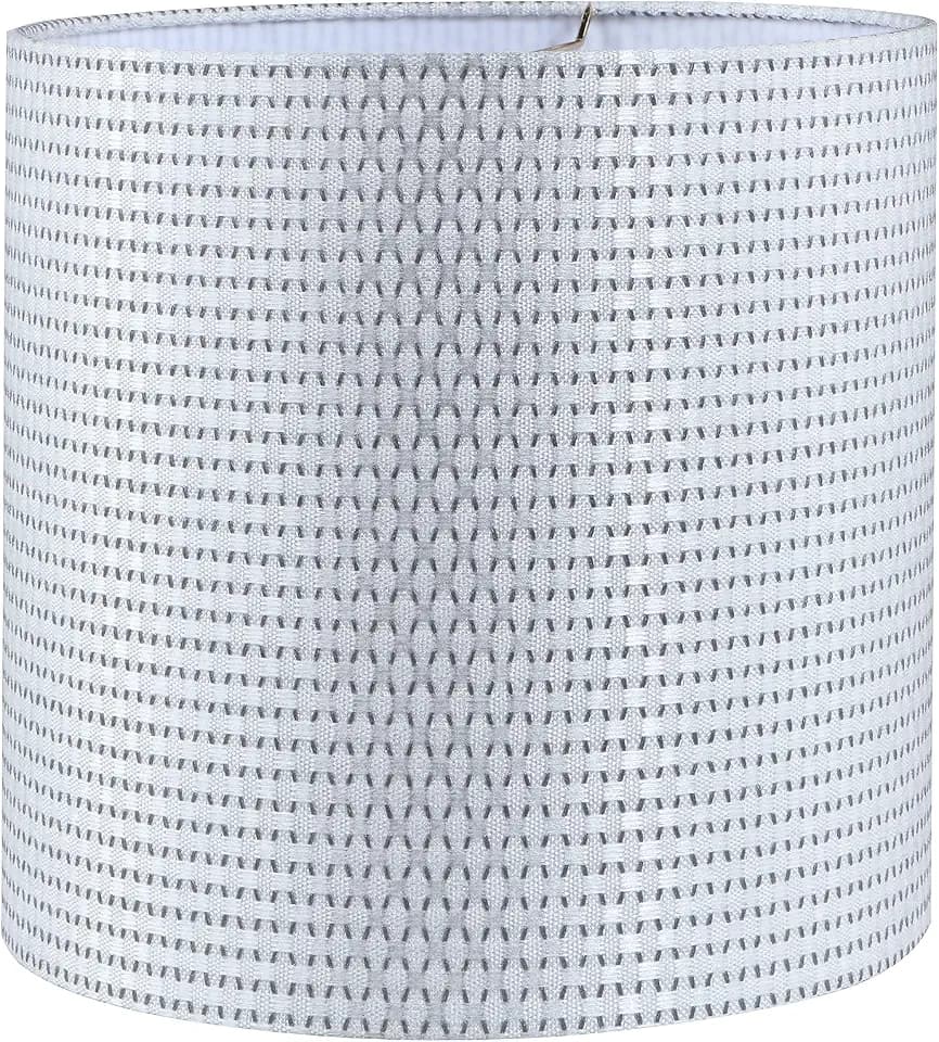 Aspen Creative 31616 Transitional Drum Shape Spider Construction Lamp Shade in White & Gray, (12" x 12" x 12")