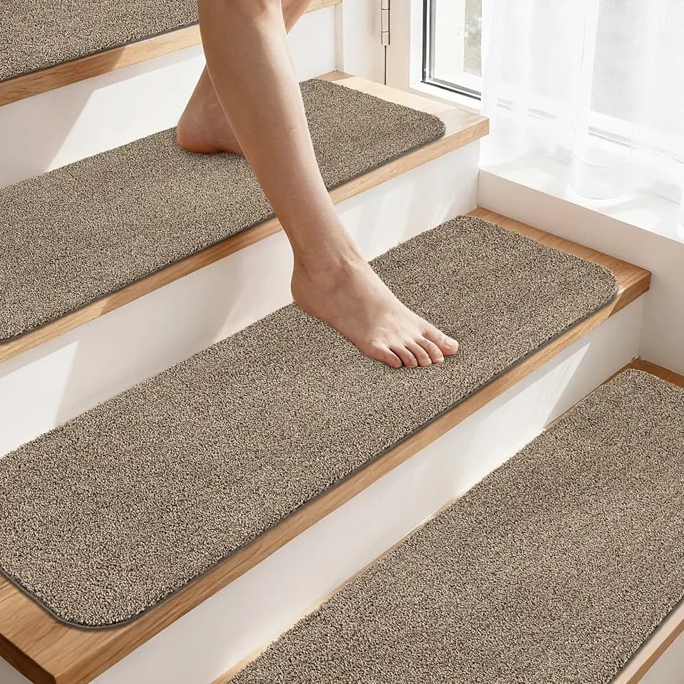 COSY HOMEER Stair Treads for Wooden Steps Non-Slip Carpet Mat,10pcs,Beige