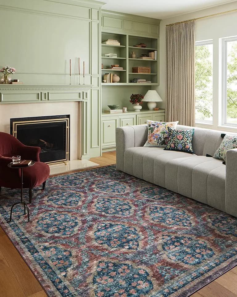Loloi Rifle Paper Co Courtyard Red 5'-0" x 7'-6" Area Rug