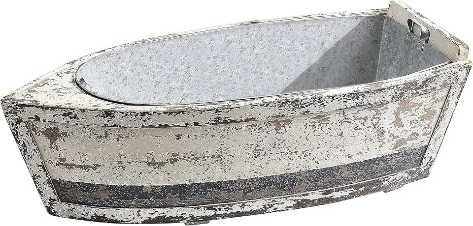 Wood Decorative Boat with Tin Insert