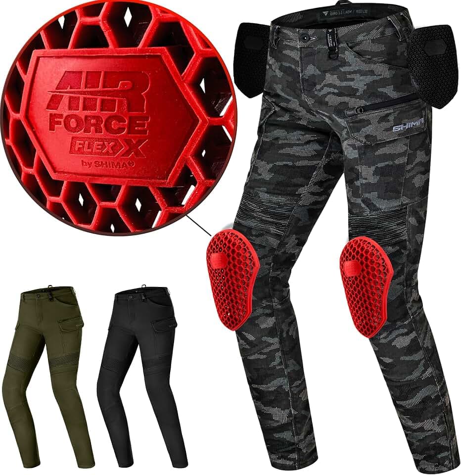 Shima Giro 3.0 Motorrad Hose Herren Damen mit Protektoren Airforce Knieprotektoren Motorradhose Kurzgrößen Cargohosen