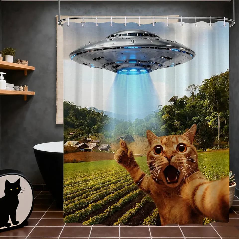 Extra Tall Shower Curtain XL Fun Cat Novelty, 70 x 84 Inchs