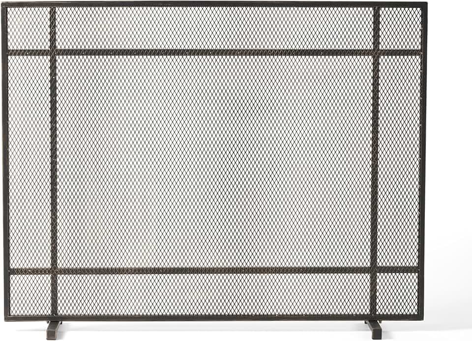 Christopher Knight Home Markus Modern Single Panel Iron Firescreen, Black Brushed Gold Finish