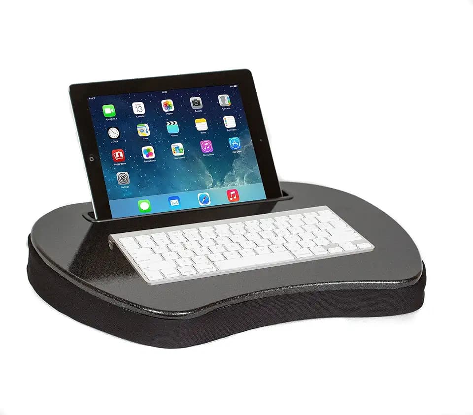 Sofia + Sam Mini Lap Desk with Memory Foam Cushion | Tablet Slot and Handle | Fits Laptops Up to 15" | Tablets Up to 9.6" | Black | Portable Travel Desk | Reading Writing and Coloring