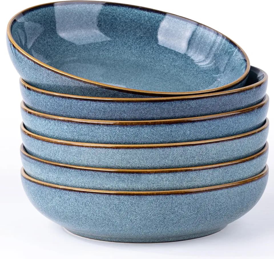 AmorArc 8.5’’ Ceramic Pasta Bowls Set of 6, 36oz Large Stoneware Bowls Set