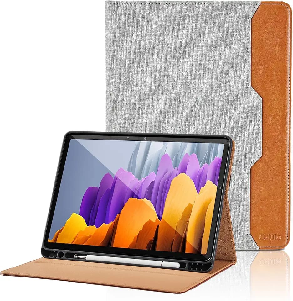 Hülle für Samsung Galaxy Tab S8 2022/ S7 2020 11 Zoll PU Leder Schutzhülle mit Tasche und Stifthalter, Smart Cover mit Stand Funktion - Grau