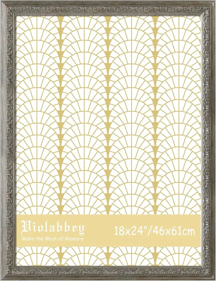 VIOLABBEY 18x24 Poster Frame Sliver, Vintage Frames Ornate without Mat