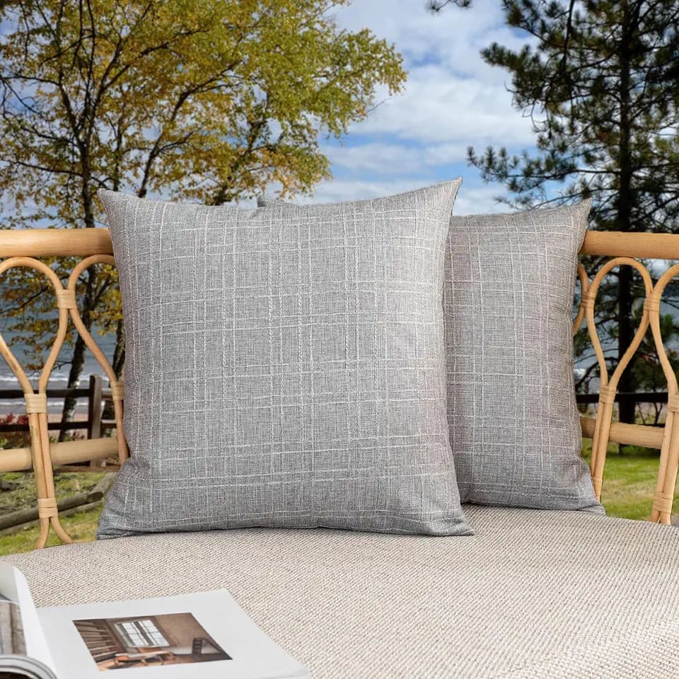Kevin Textile Outdoor Waterproof 20”x20” Pillow Covers 2 Pack, Grey