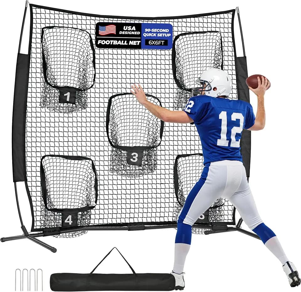 6x6/7x7/8x8ft Football Throwing Net, QB Training Equipment