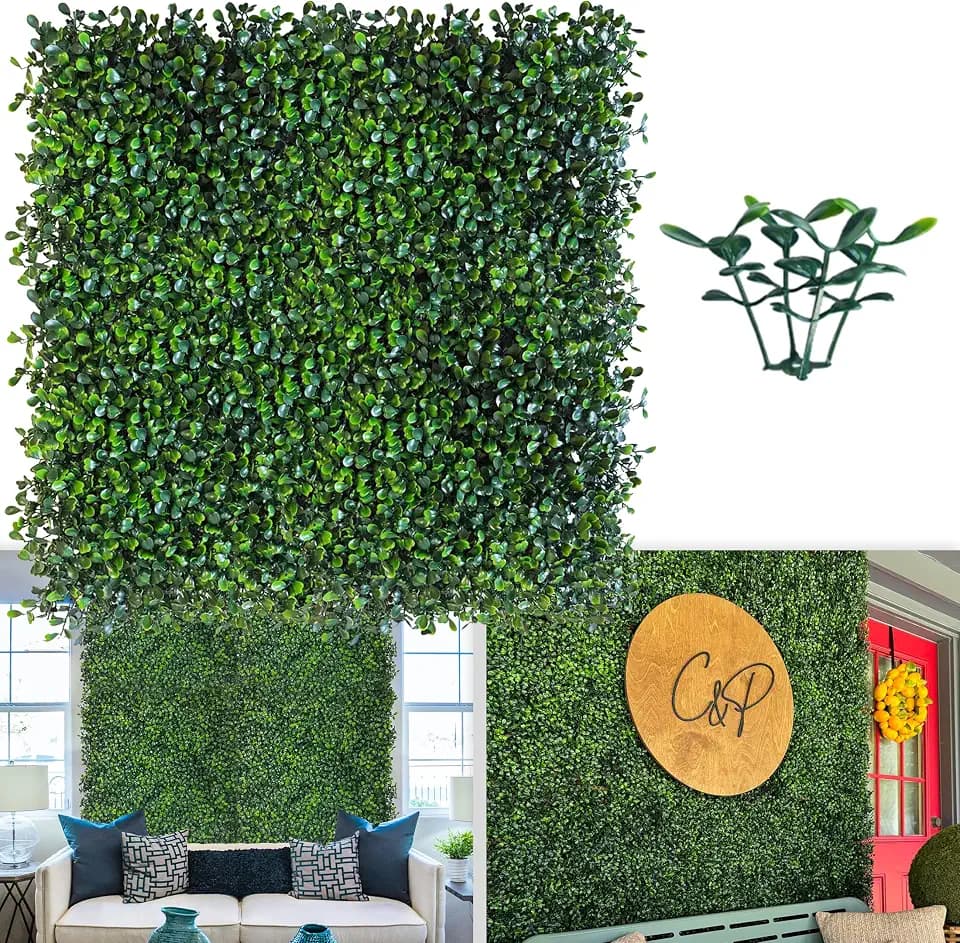 ODTORY Artificial Grass Wall Greenery Backdrop, 10X10 in 25P(17.5 sqft)