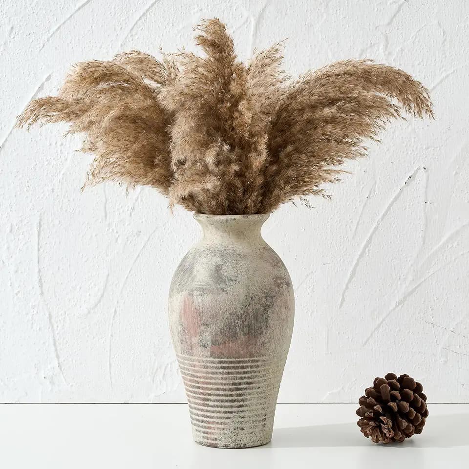 LUKA Ceramic Rustic Flower Vase Home Decor-11 inches Large Tall Retro Vases