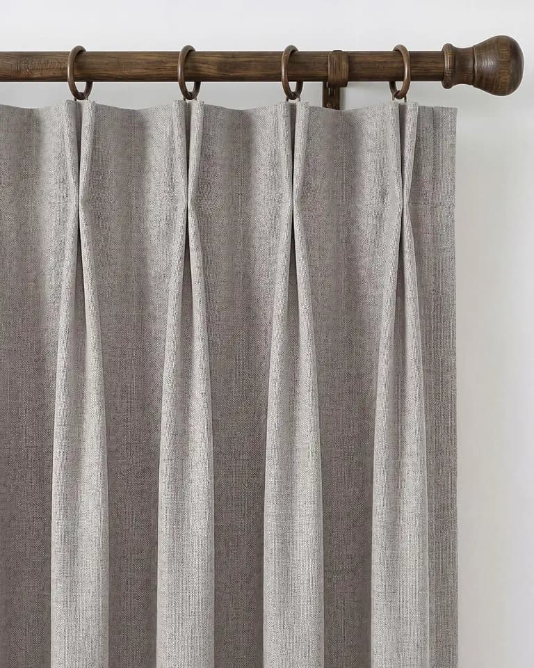 NICETOWN PRO 40x120 Natural 100% Full Blackout Faux Linen Curtains, Set of 2 Panels, 6cm High Temperature Pleated Back Tab Drapes for Living Room, Thermal Insulated Window Treatments, Elegant Style