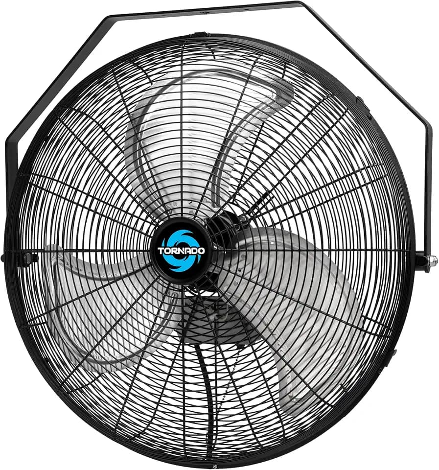 Tornado 20 Inch High Velocity Industrial Wall Fan, 4750 CFM, 3-Speed, 6-FT Power Cord, UL Safety Listed for Industrial, Commercial, and Residential Use, Black