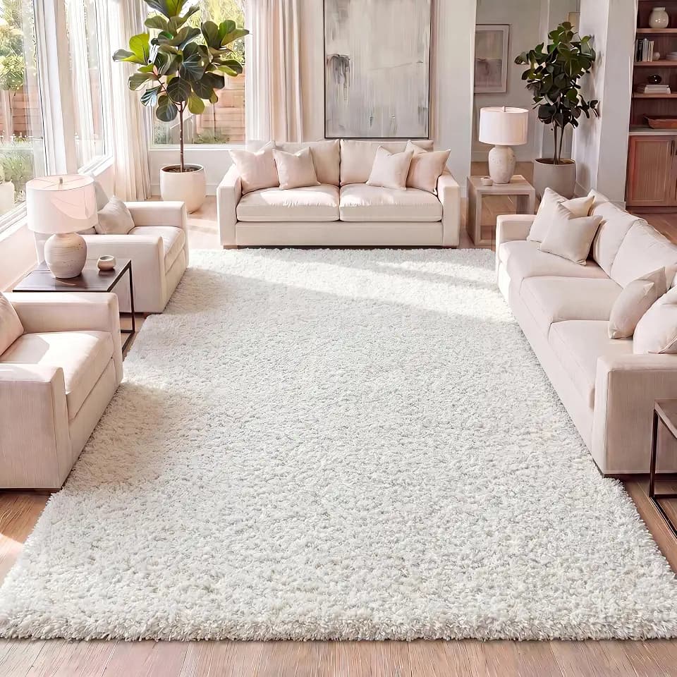 JONATHAN Y Mercer Shag Plush White Indoor Area Rug, 3x5, Transitional, Modern, Easy-Cleaning for Living Room, Bedroom, Kitchen, Pet Friendly, Non-Shedding (MCR106A-3)