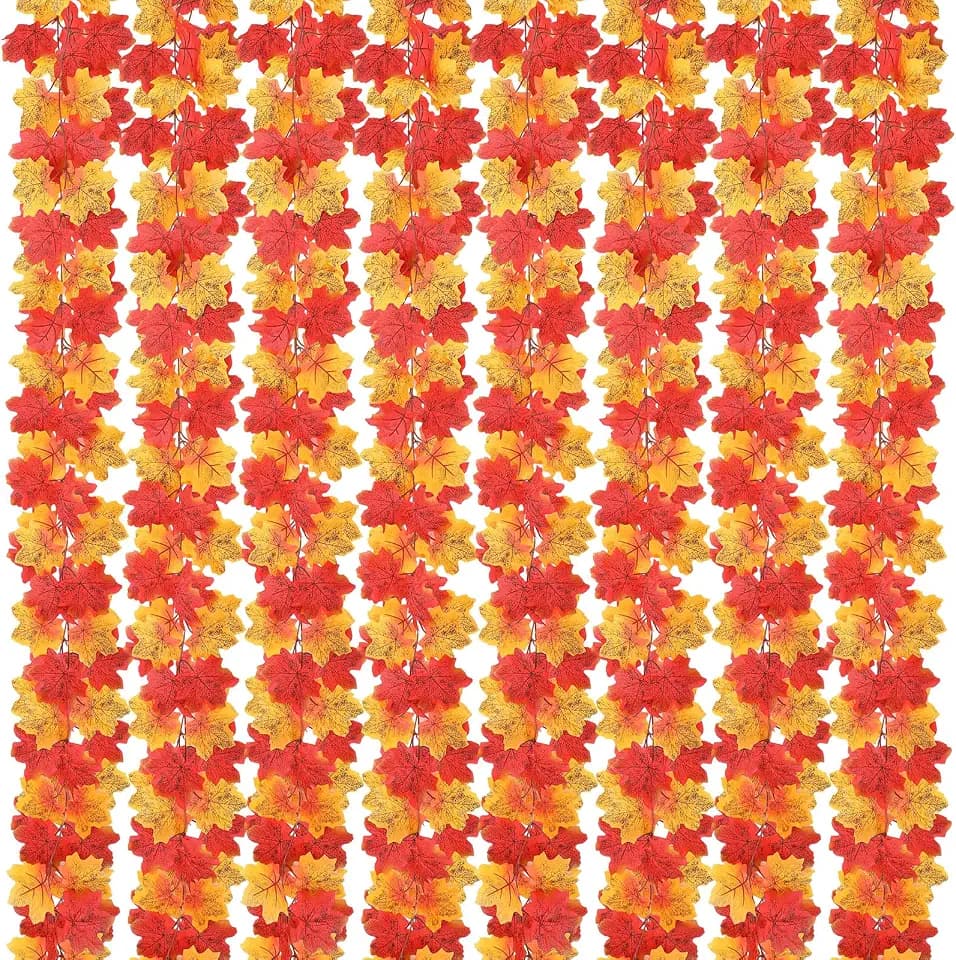 36 Pcs Fall Maple Leaf Garland 6.8Ft/Pc Autumn Garland, Red Yellow