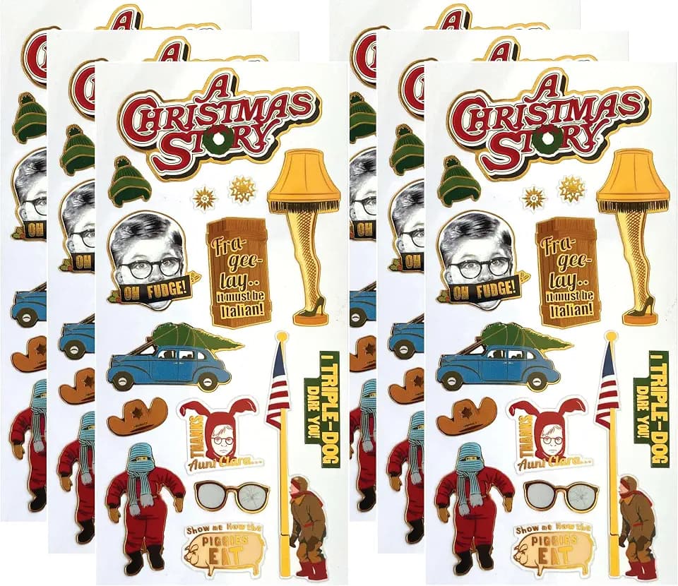 Paper House Productions A Christmas Story Set of 6 Shiny Foil Enamel Effect Sticker Sheets
