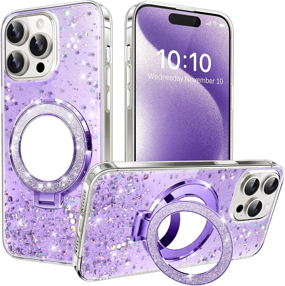 Hülle für Xiaomi Redmi Note 14 5G, Handyhülle mit Spiegel Ring Ständer Mädchen Glitzer Transparent Silikon Dünn Stoßfeste Weich Case Schutzhülle für Xiaomi Redmi Note 14 5G DJR Lila