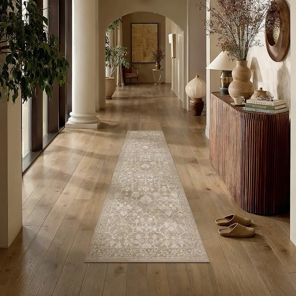 HUGEAR 2x6 Beige Neutral Runner Rugs Washable Rug Carpet