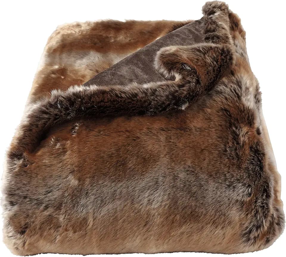 Bedford Home Oversized Throw Blanket for Couch, Amber Brown, 60” x 70”