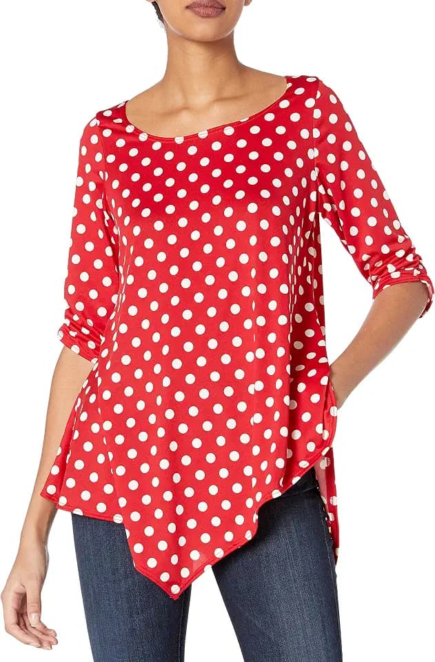 Star Vixen Women's Elbow Sleeve Hanky Hem Tunic