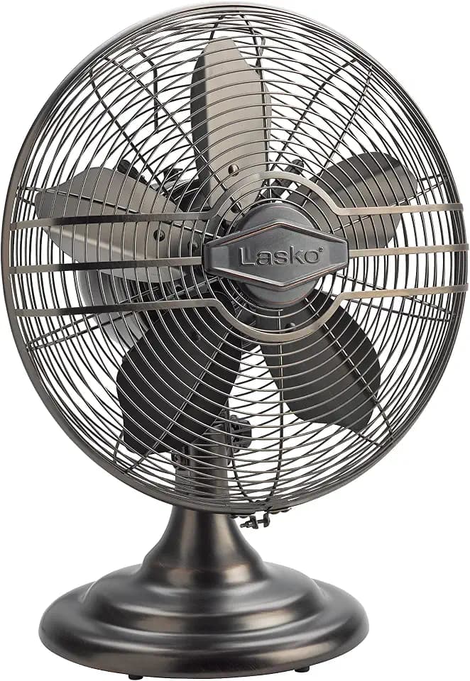Lasko Oscillating Table Top Fan, Portable, 3 Quiet Speeds, for Bedroom, Kitchen and Office, 17", Bronze, R12210