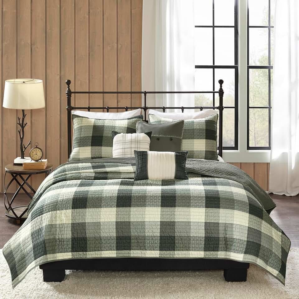 Madison Park Cabin Lifestyle Plaid Quilt Set, 6PC Full/Queen Coverlet