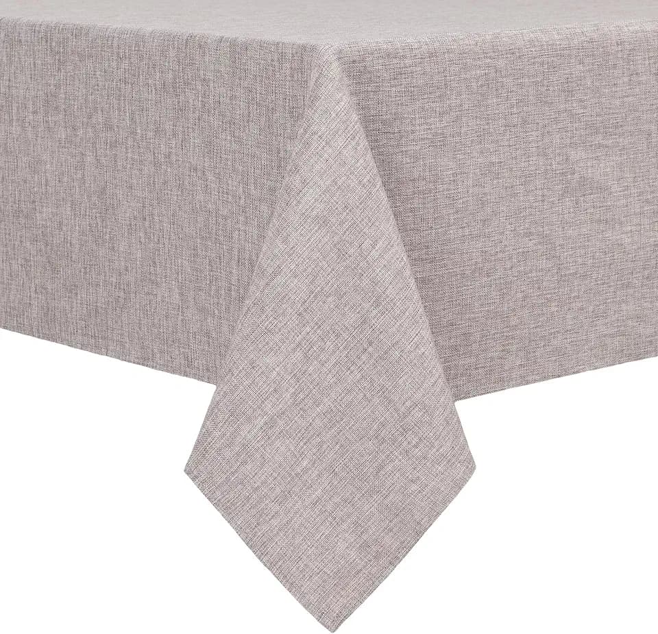 Hiasan Faux Linen Square Tablecloth 60 x 60 Inch for Dining Room, Stone