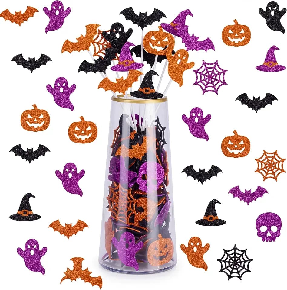 Epakh 150 Pcs Halloween Vase Filler DIY Glitter Halloween Floral Picks