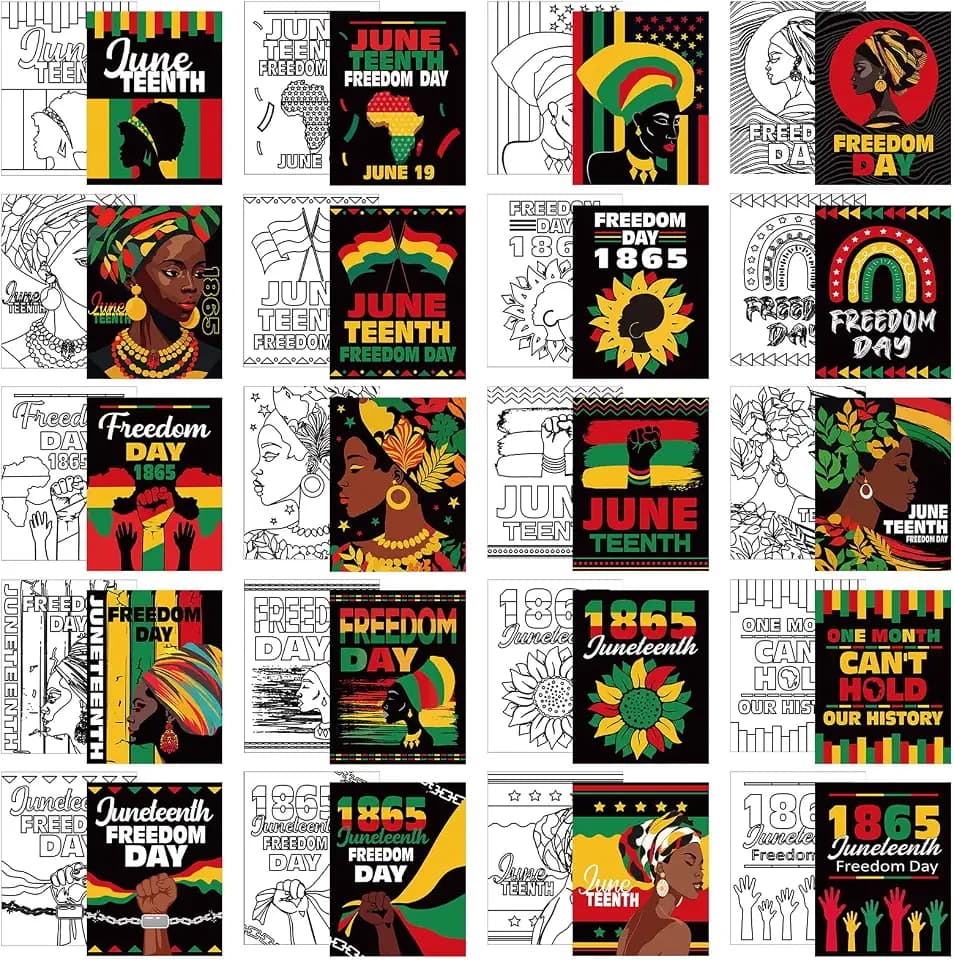 Sherr 20 Pcs Stretched Pre Drawn Canvas Afro Queen Black Art for Painting for Adults Outline Pre Drawn Stretched Cotton Canvas to Paint Party Set, 8 x 10''(Juneteenth)