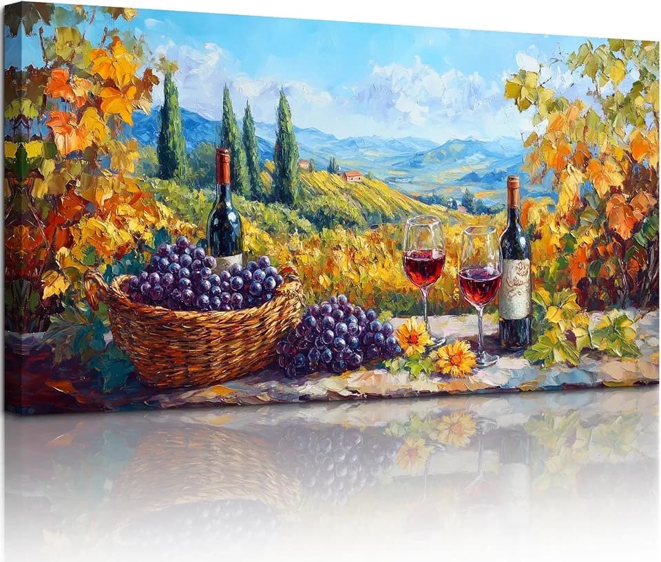 crmotu Landscape Oversized Wall Art, Grape Wine Farm View Prints 29x57 In