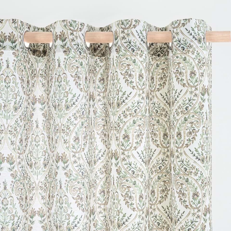 BGment Brown Paisley Floral Curtains for Living Room 84 Inch - 2 Panels