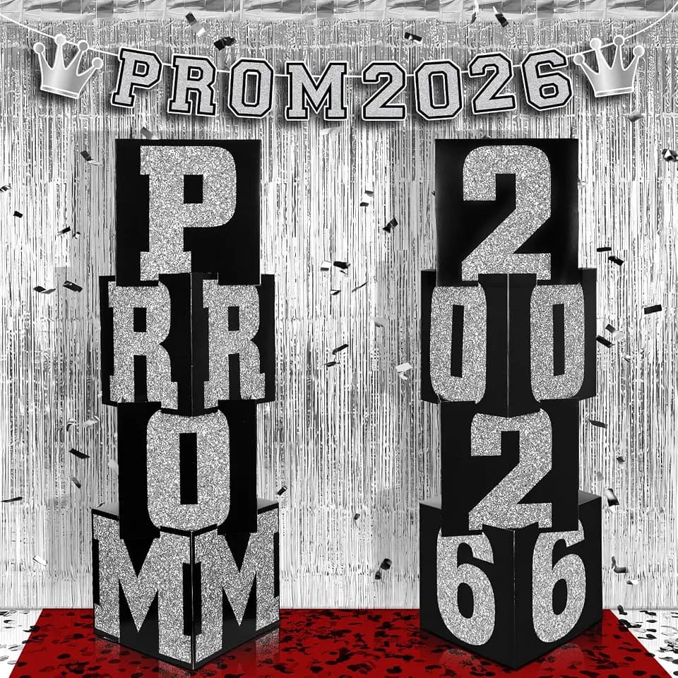 Epakh Graduation Decorations 11 Pcs Prom Party Supplies with 8 Gift Boxes 2 Foil Tassel Curtains 1 Banner with Rope Class of 2026 Set for Backdrop Table Photo Party Decor Yard Signs Decorations