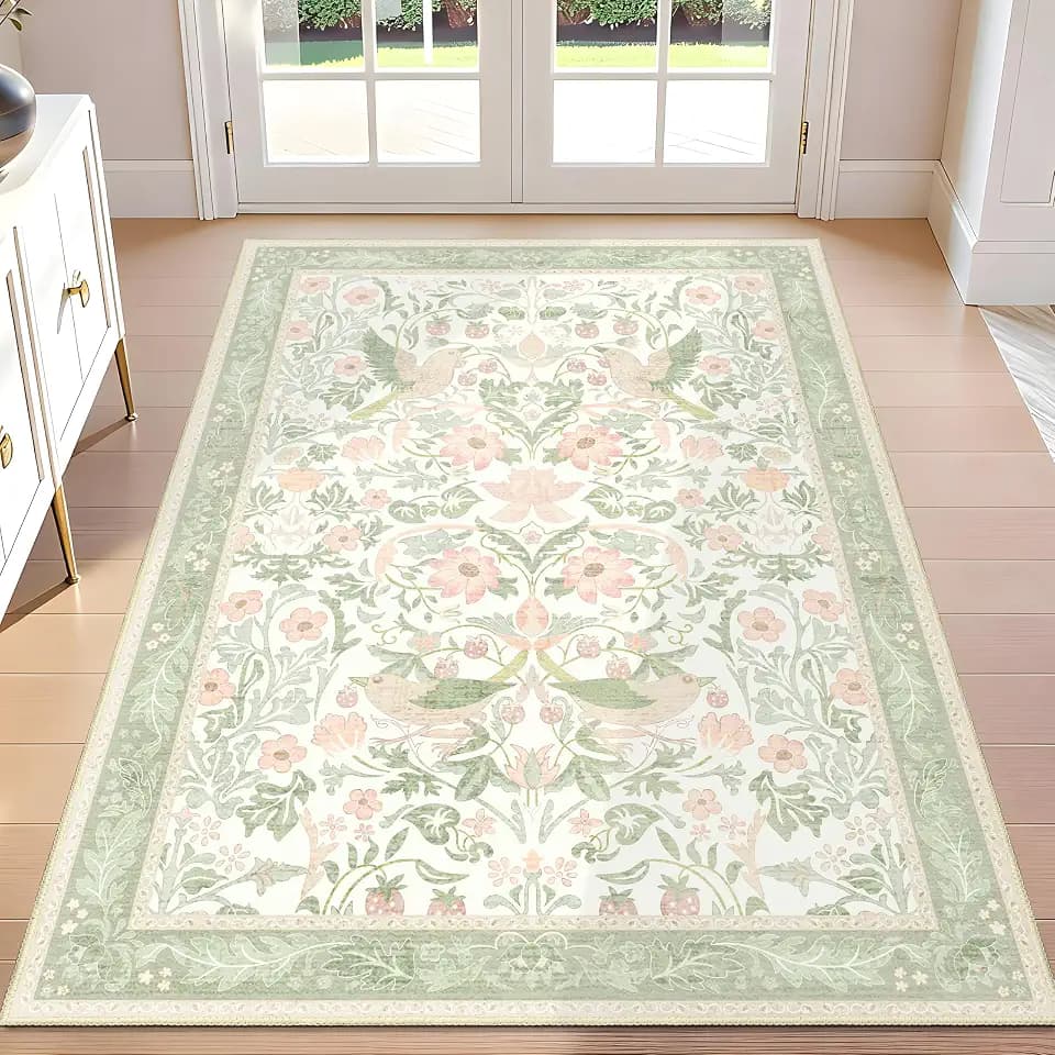 Green Rug 3x5,Washable Area Rugs for Bedroom Living Room Sage