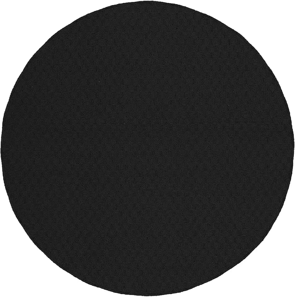 Garland Rug Town Square Black 5' Round Non Slip Area Rug for Living Rooms & Hallways, Stylish & Durable for High-Traffic Areas