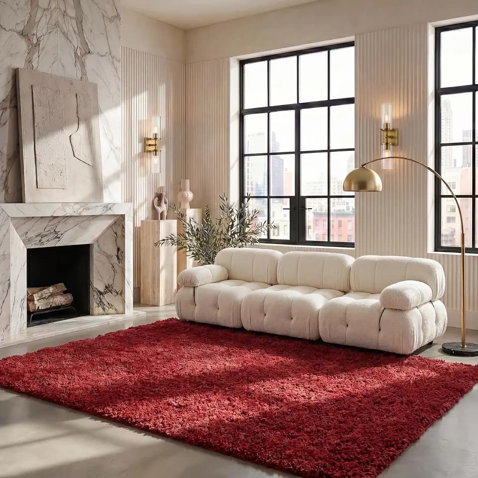 SAFAVIEH August Shag Rug 6'x9', Soft Plush Modern Burgundy AUG900S