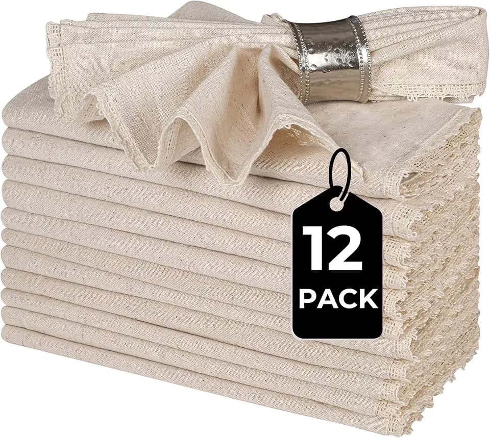 HOMIDATE Linen Cotton Cloth Dinner Napkins, 18x18, Set of 12