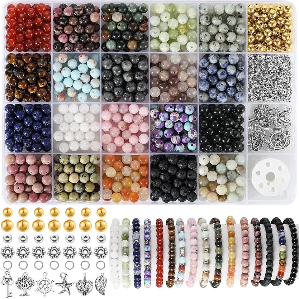 Zefy 996 Pcs 6mm Natural Stone Beads, Beads for Jewelry Making (20 Colors)