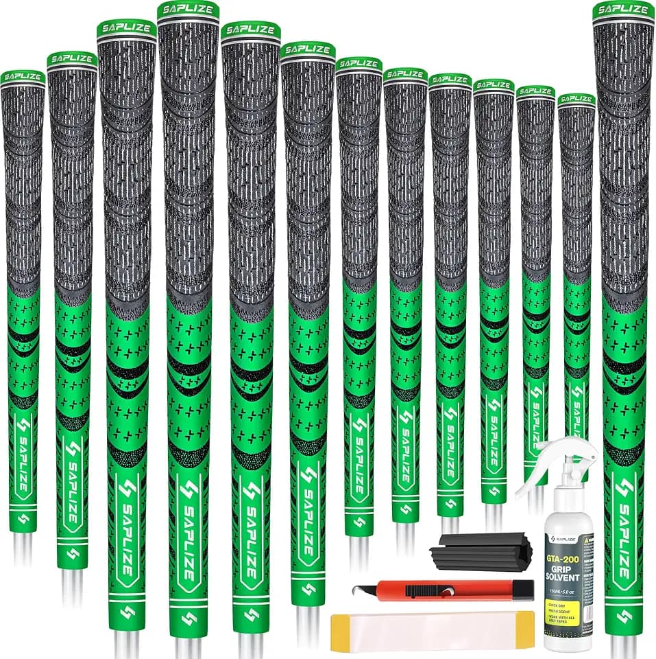 SAPLIZE Cross Cord Golf Grips Set of 13 Grips with Tape or Full Regripping Kit, Std/Mid/Jumbo, Low Taper Design, Multi-compound Hybrid, Anti-Slip Golf Club Grips, T30 Flow Series