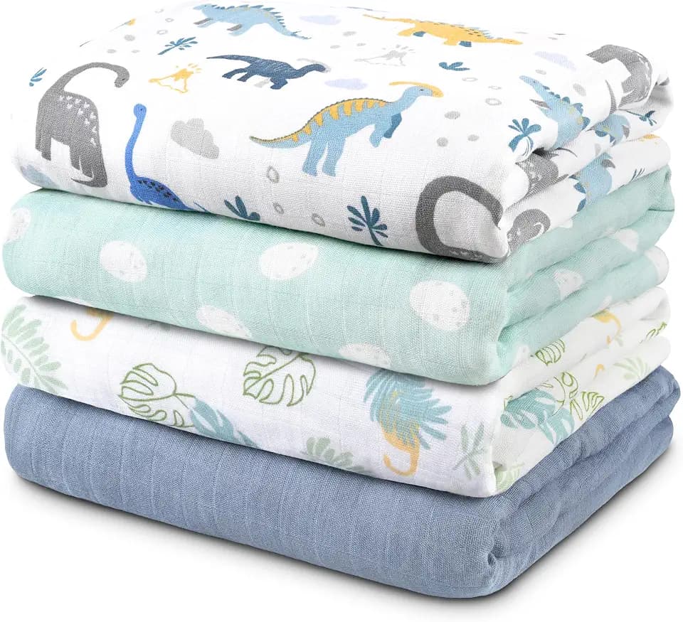 GLLQUEN BABY Muslin Swaddle Blankets 4Pk Receiving Blanket Large 35" x 40"