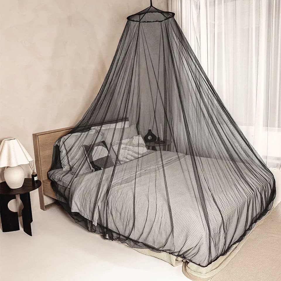 Black Mosquito Net for Queen & King-Size Beds - Fully Enclosed Bed Canopy