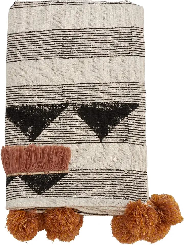 SARO LIFESTYLE Block Print Embroidered Throw